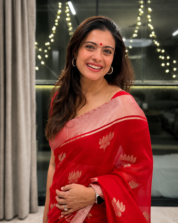 Kajol Devgan - Chanderi Handloom Pattu Silk Saree - Red