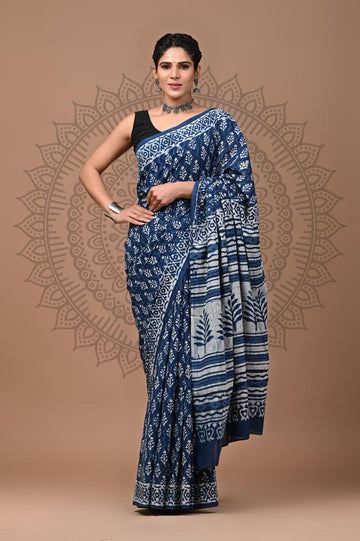 Sushmita - Bagru Mul Cotton Hand Block Printed Saree