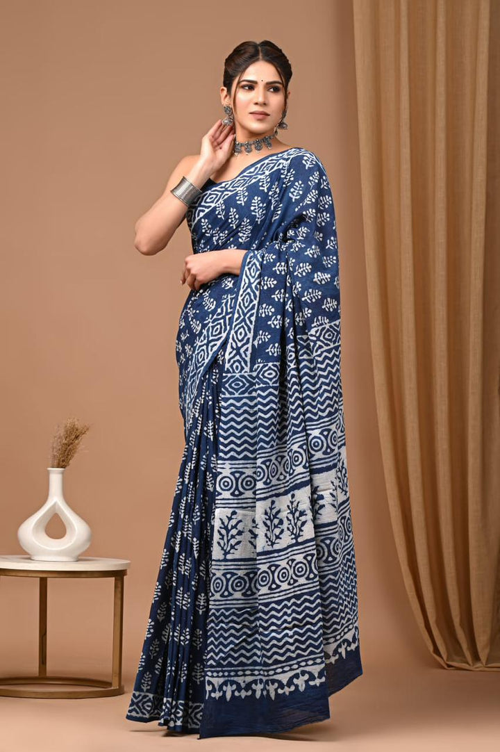 Bagru Hand Block Printed Cotton Saree main image 1