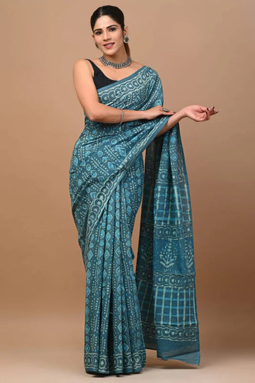 Devsena - Bagru Mul Cotton Hand-block Printed Saree