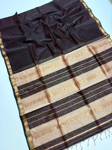 Saadgi - Maheshwari Handloom Silk by Cotton Saree - Black