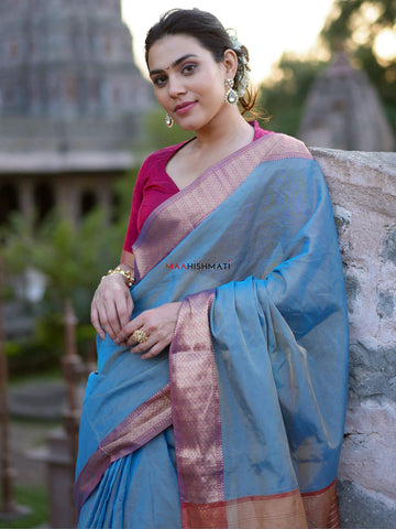 Madhumati - Maheshwari Handloom Tissue Silk Cotton Saree