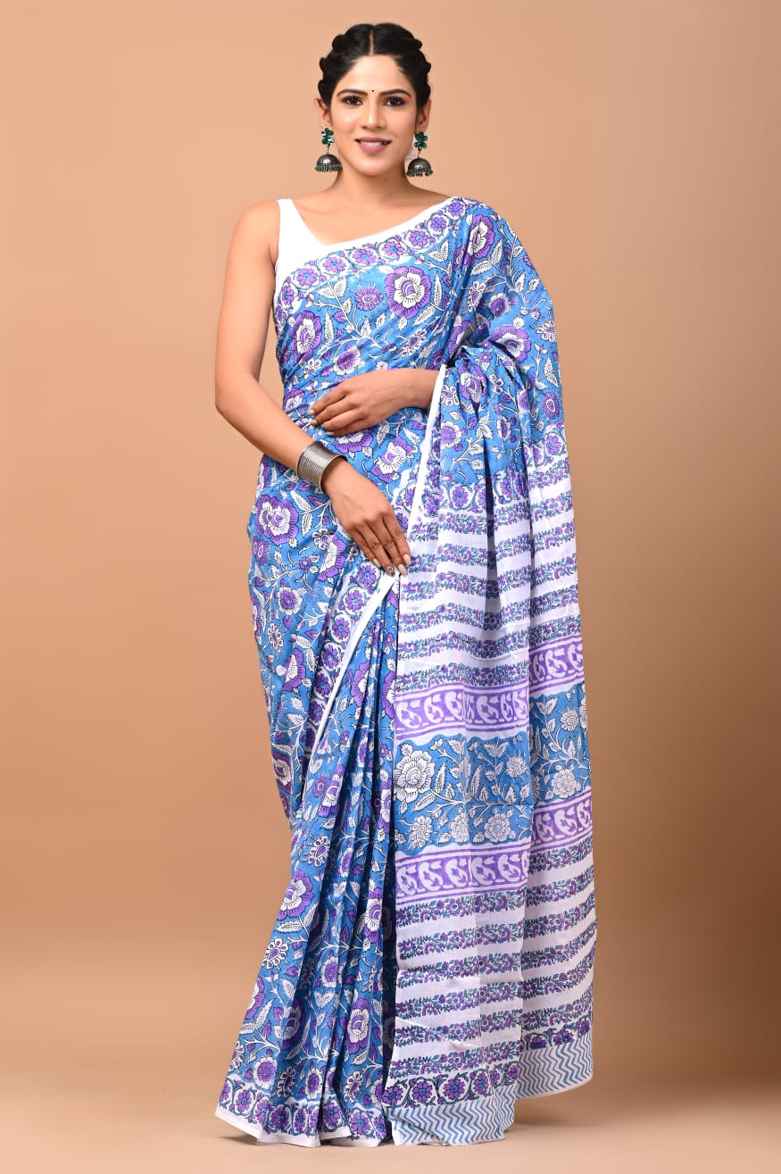 Printed Wedding Wear Bagru Print Cotton Saree, 6.3 m (with blouse piece) at  Rs 650 in Jaipur