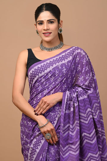 Devsena - Bagru Mul Cotton Hand-Block Printed Saree