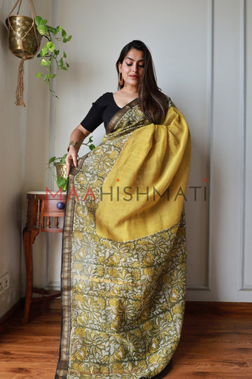 Tanishka - Bagru Hand Block Printed Silk Cotton Saree