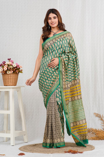 Surbhi - Bagru Hand Block Printed Silk Cotton Saree