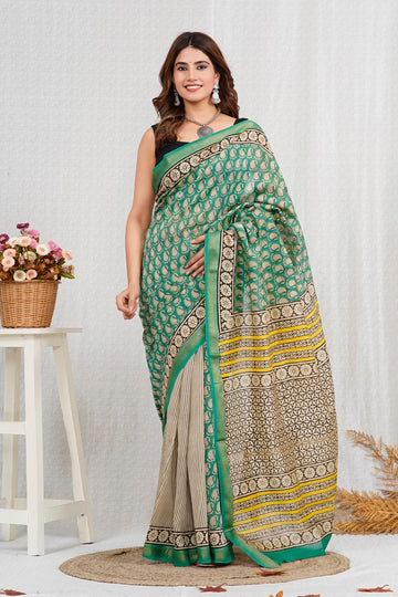 Surbhi - Bagru Hand Block Printed Silk Cotton Saree