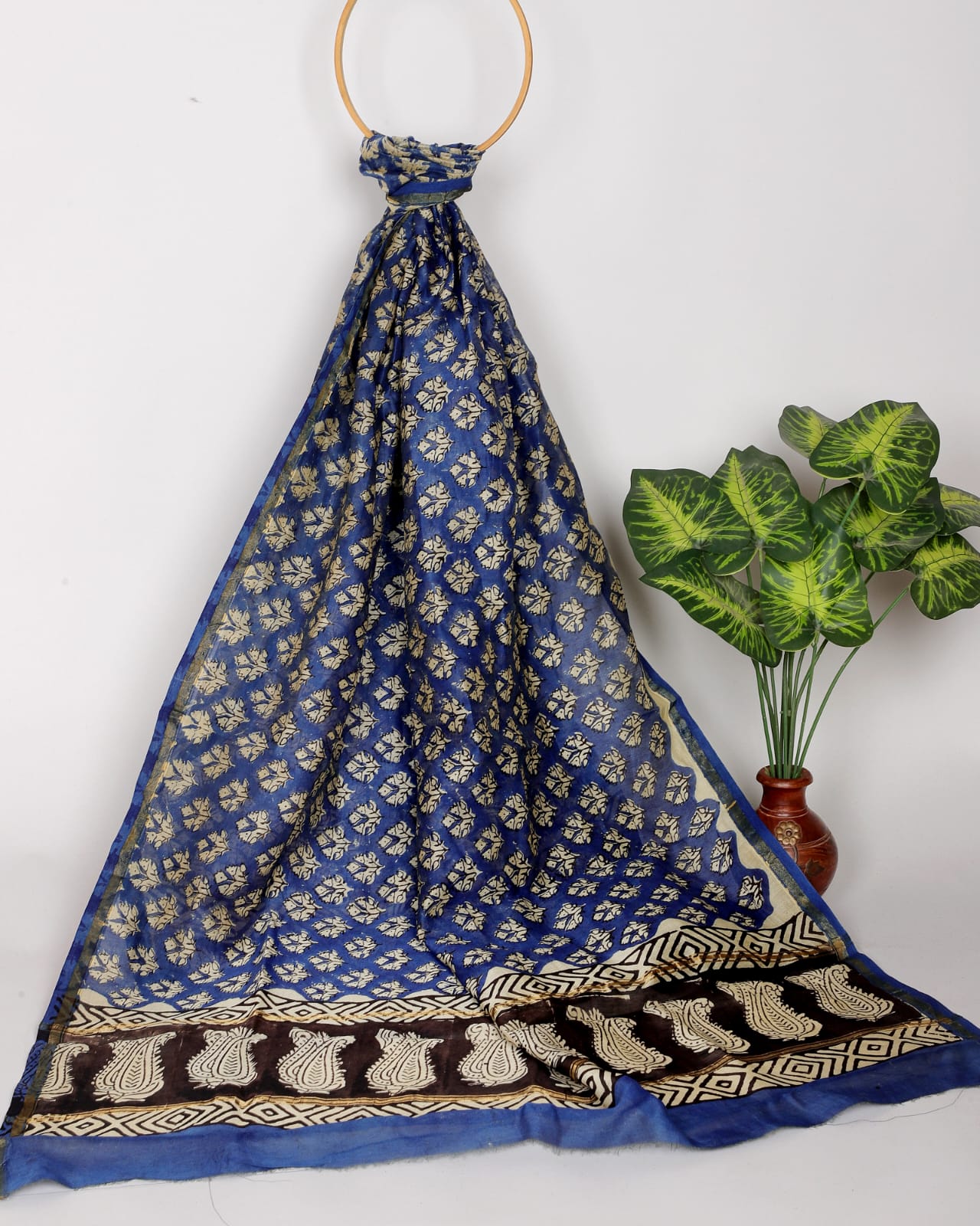 Hand-block Printed Silk - Cotton Dupatta