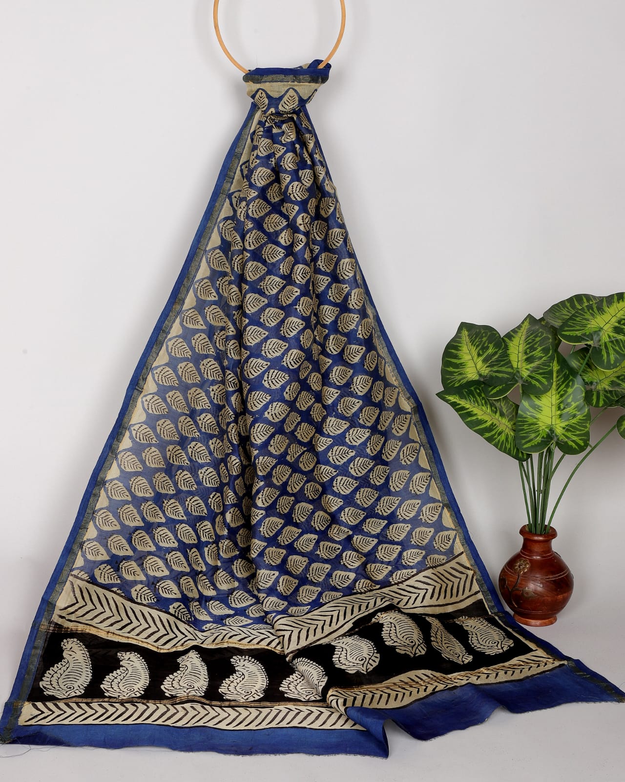 Hand-block Printed Silk - Cotton Dupatta