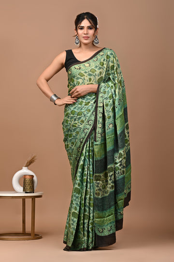 Akshita - Bagru Hand Block Printed Modal Silk Saree