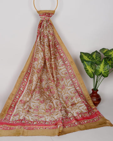 Hand-block Printed Silk - Cotton Dupatta