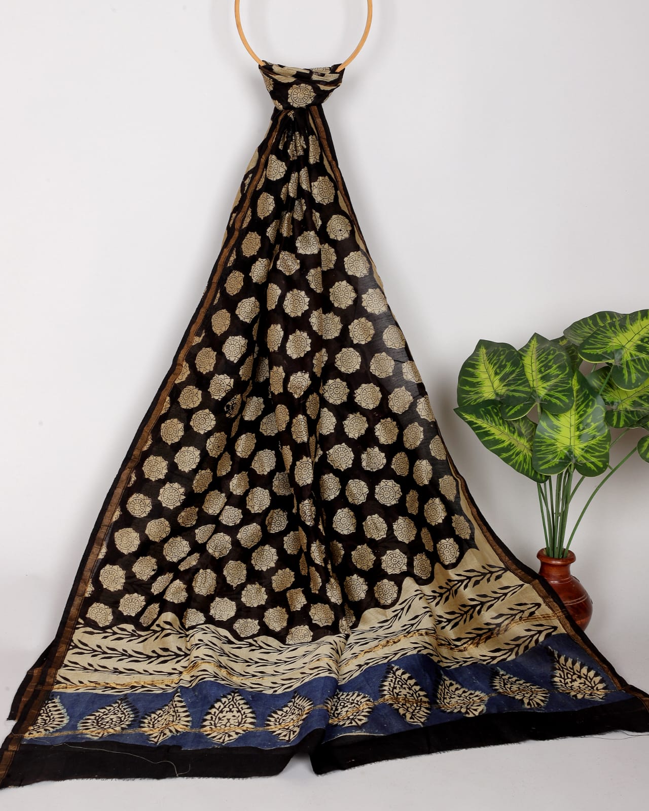 Hand-block Printed Silk - Cotton Dupatta