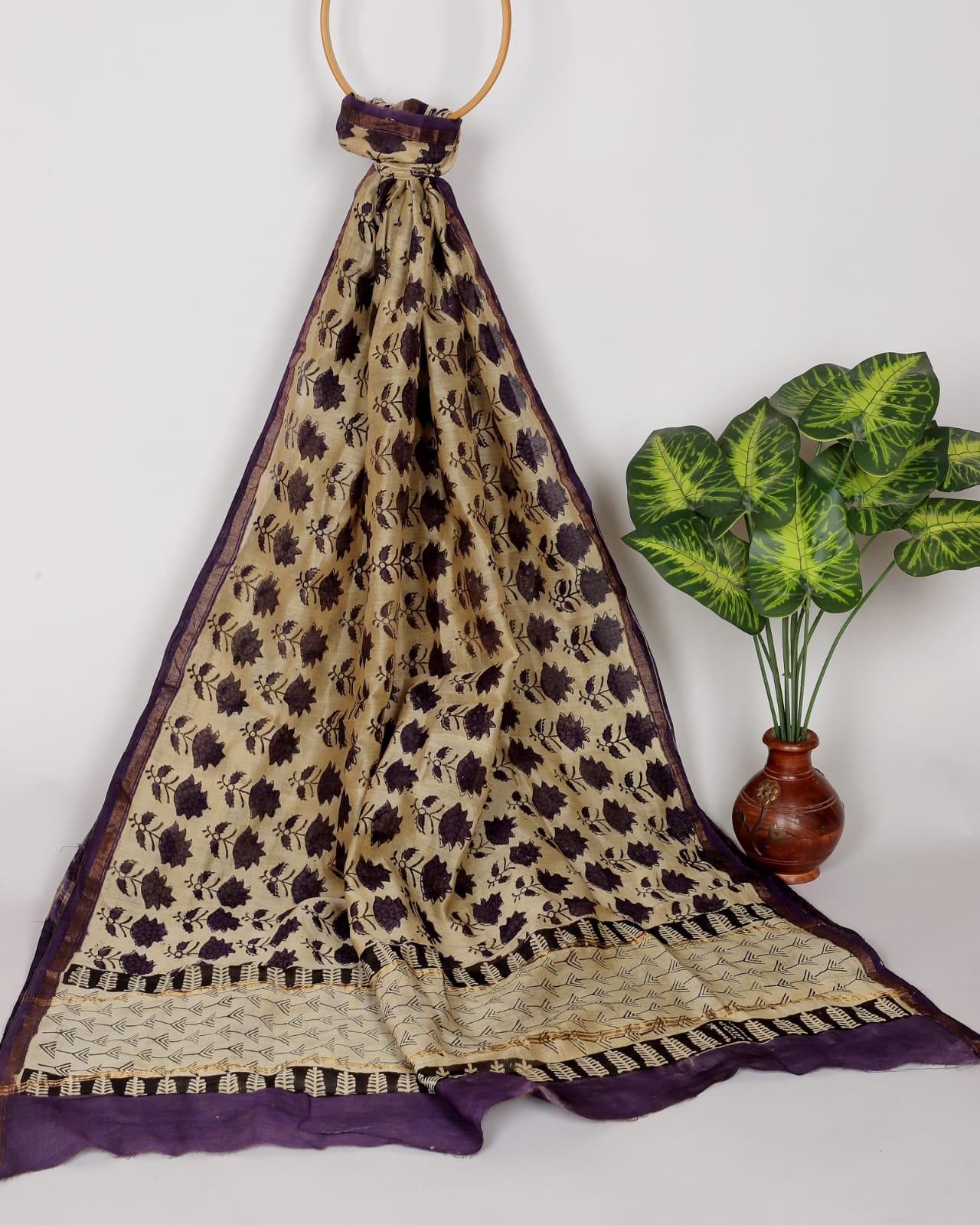 Hand-block Printed Silk - Cotton Dupatta