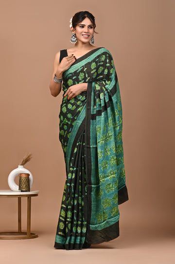 Akshita - Bagru Hand Block Printed Modal Silk Saree