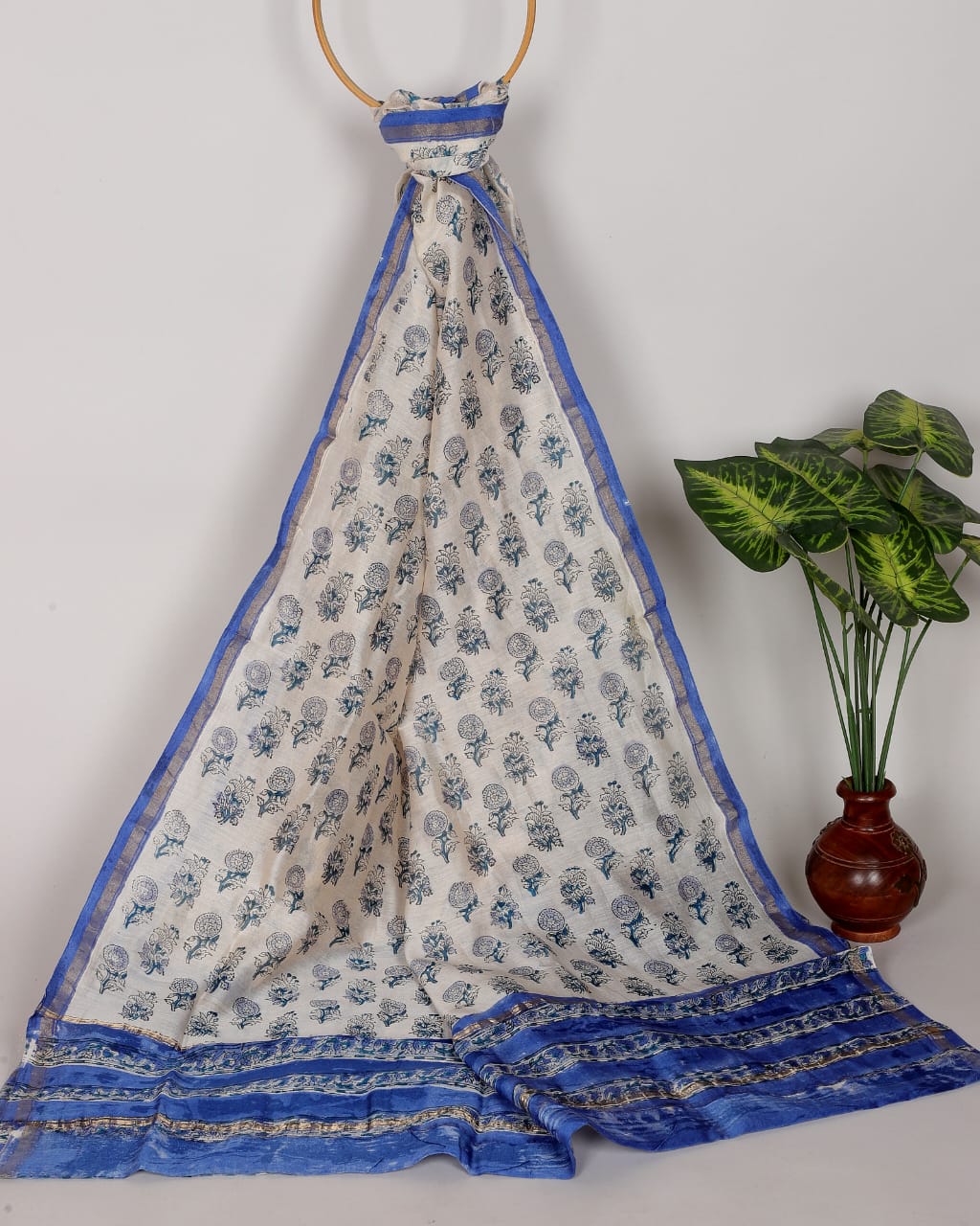 Hand-block Printed Silk - Cotton Dupatta