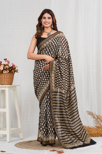 Surbhi - Bagru Hand Block Printed Silk Cotton Saree