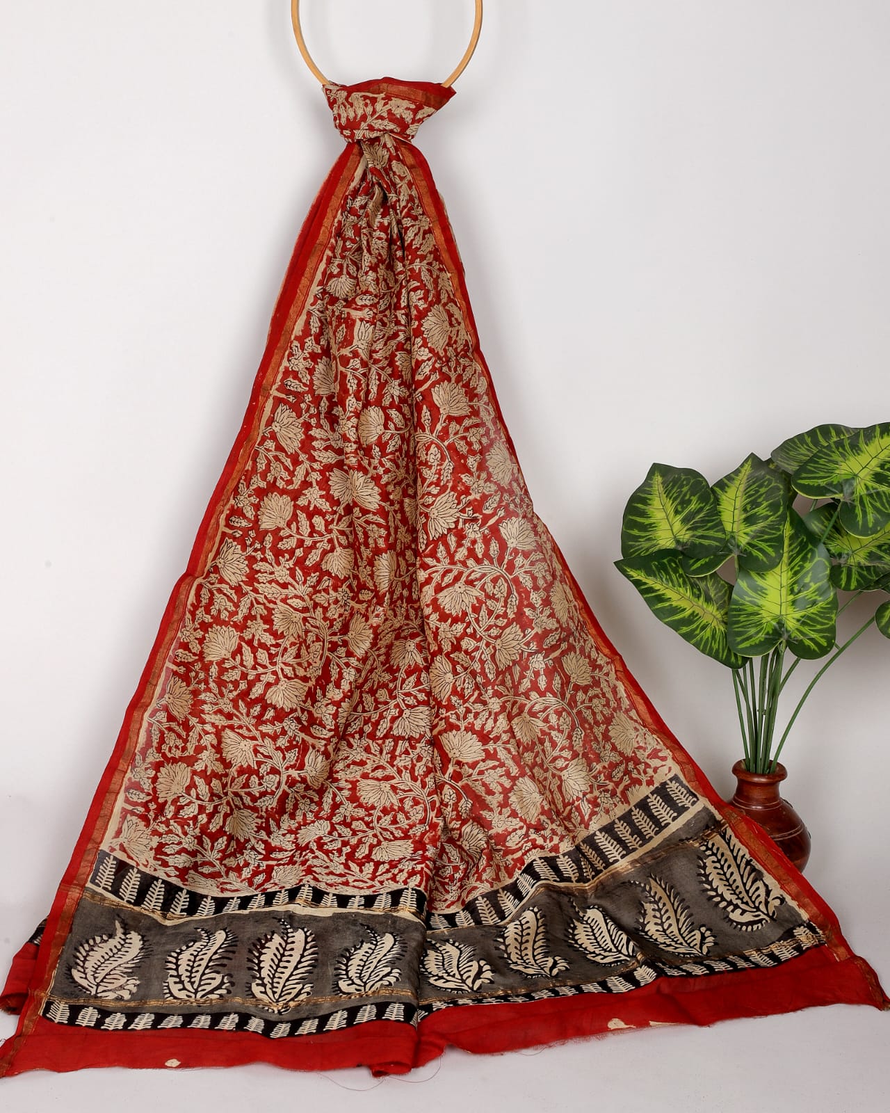 Hand-block Printed Silk - Cotton Dupatta