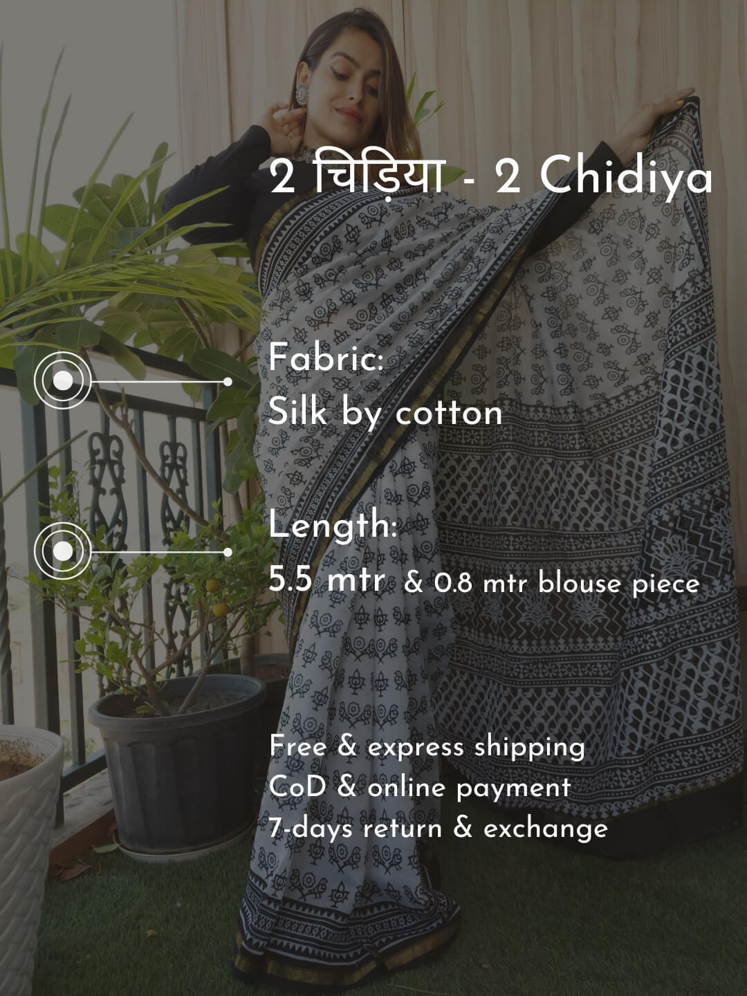 Do Chidiya Silk by Cotton Saree Fabric Details by Maahishmati Sarees