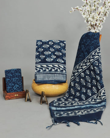 Suchi - Bagru Hand Block Printed Linen & Cotton 3 Piece Suit Material