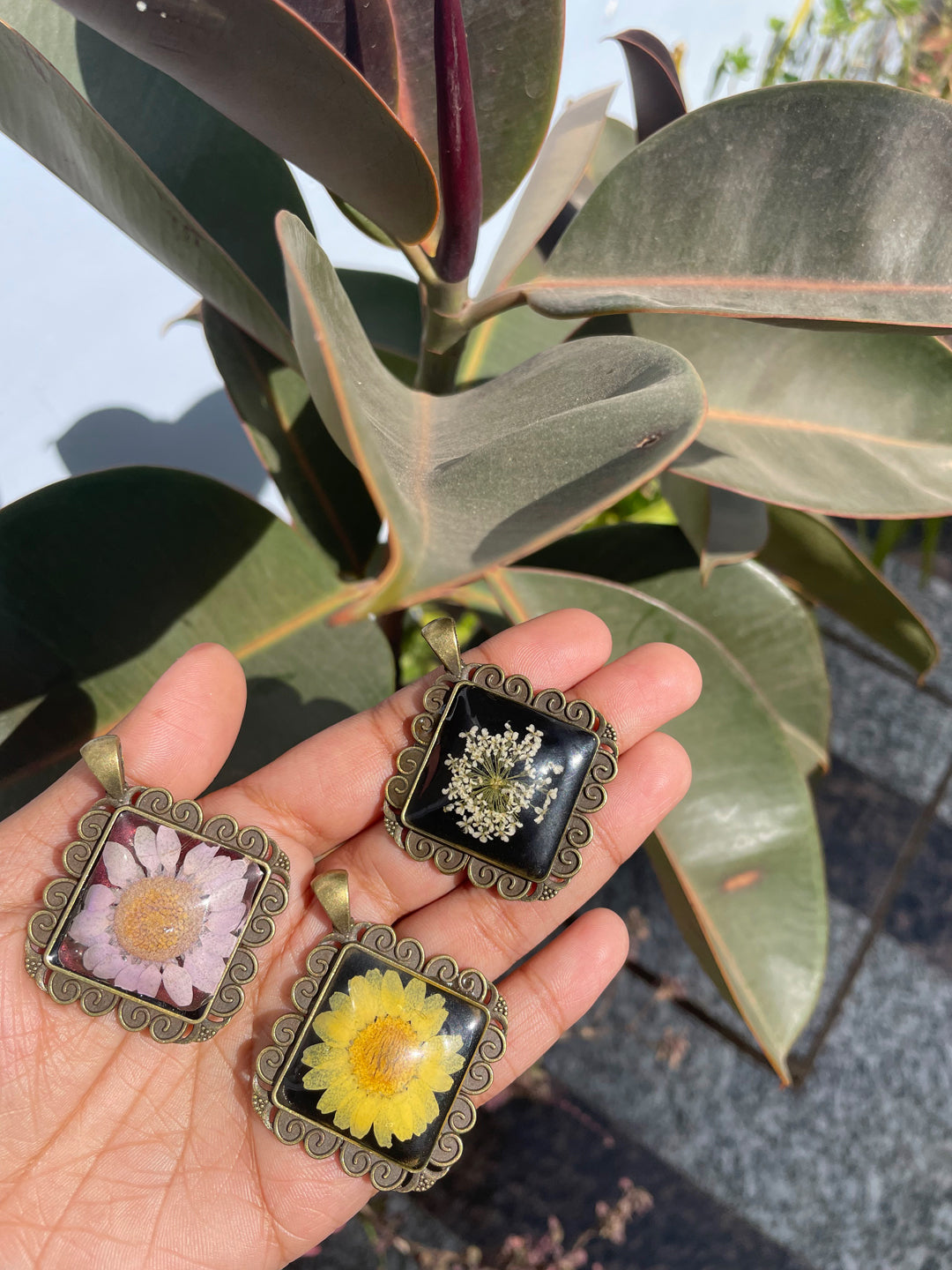 Floral Necklace - Set of 3 - Handmade Resin Art Jewellery
