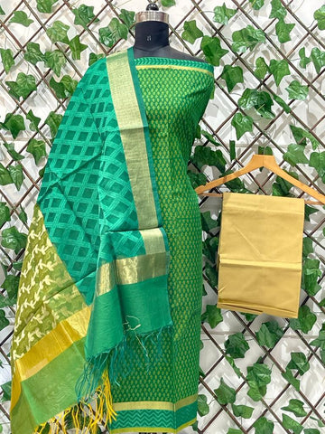 Aarna - Maheshwari Silk & Cotton hand-block printed Suit material with Dupatta & Bottom