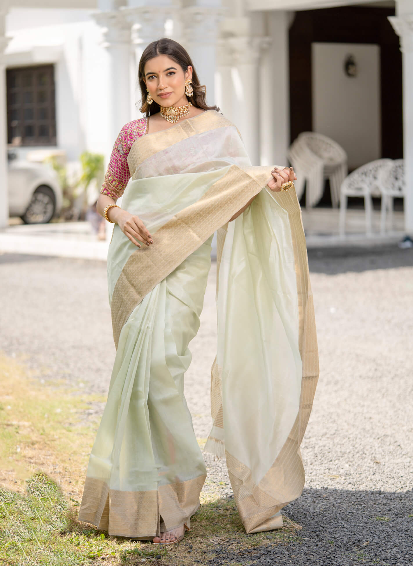 Maheshwari Saree Handloom Silk Saree -Adisha- Maahishmati Sarees