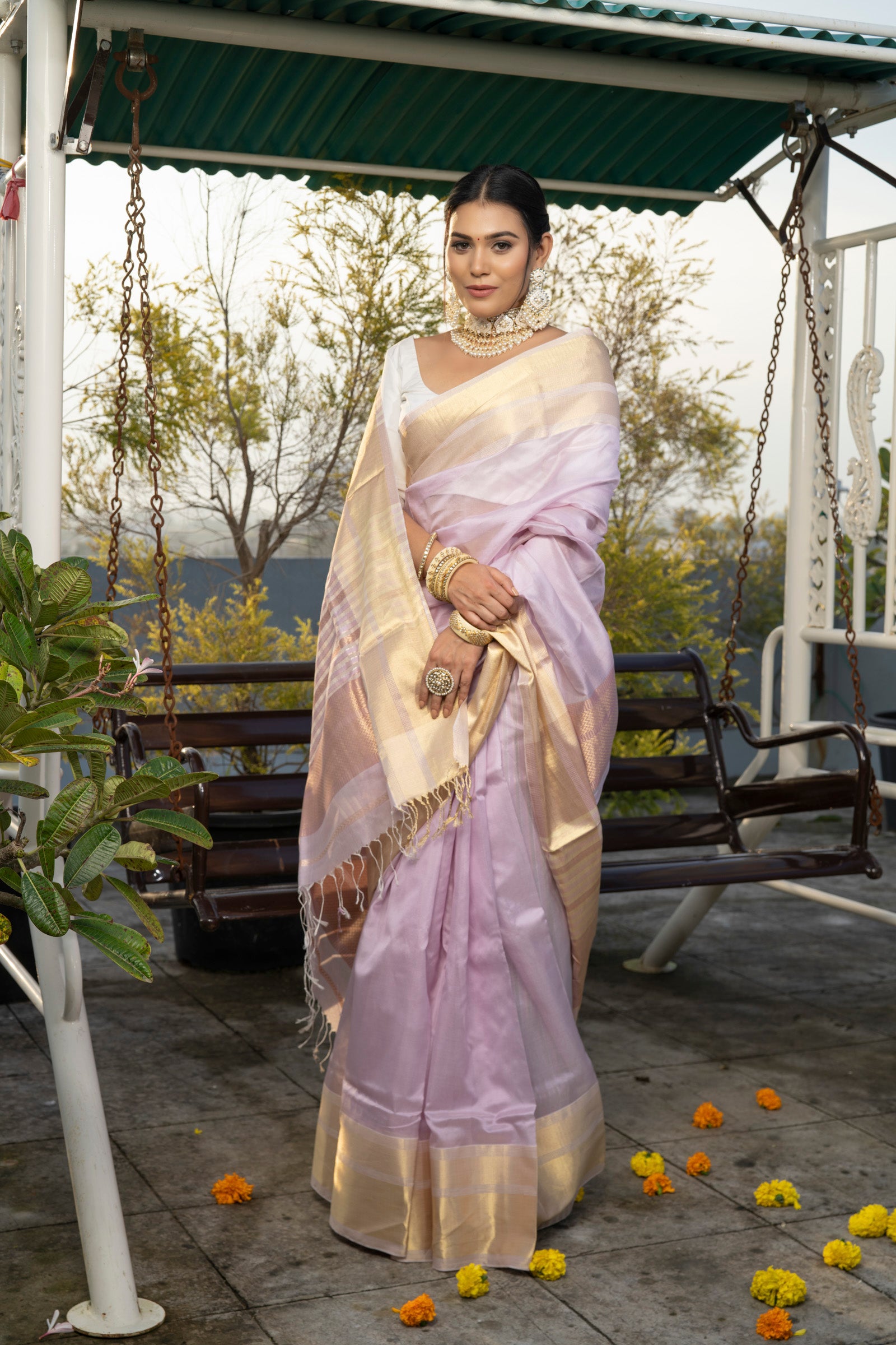 Maheshwar Saree Handloom Mulberry Silk Saree -Iravati- Maahishmati Sarees