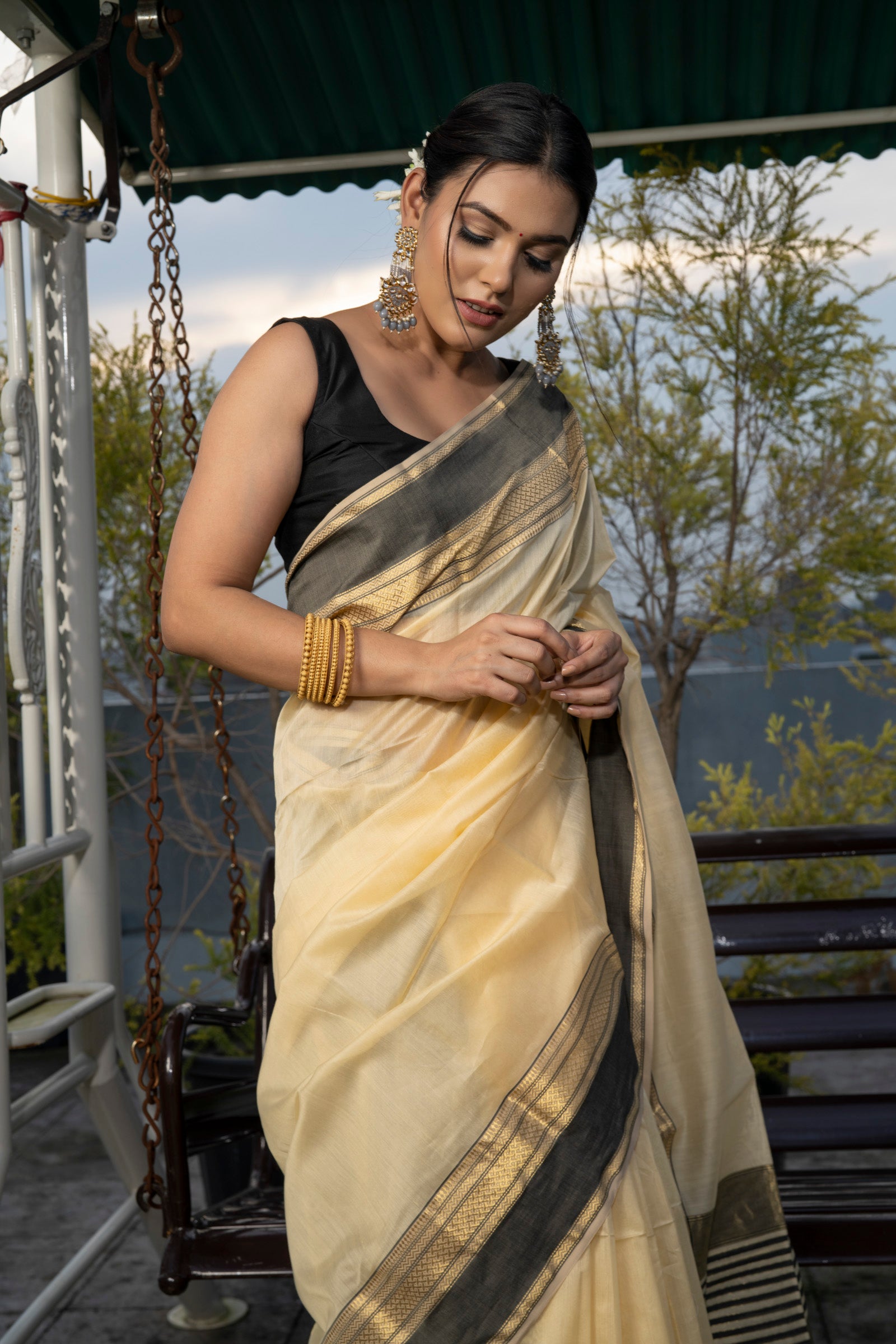 Kuppadam silk sarees | Kuppadam saree with temple border saree design  online from weavers | KUPP0018954