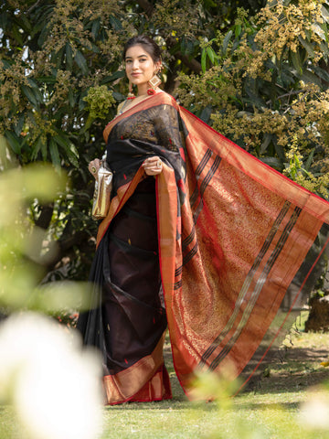 Maheshwari Saree Handloom Silk Saree -Janhvi- Maahishmati Sarees