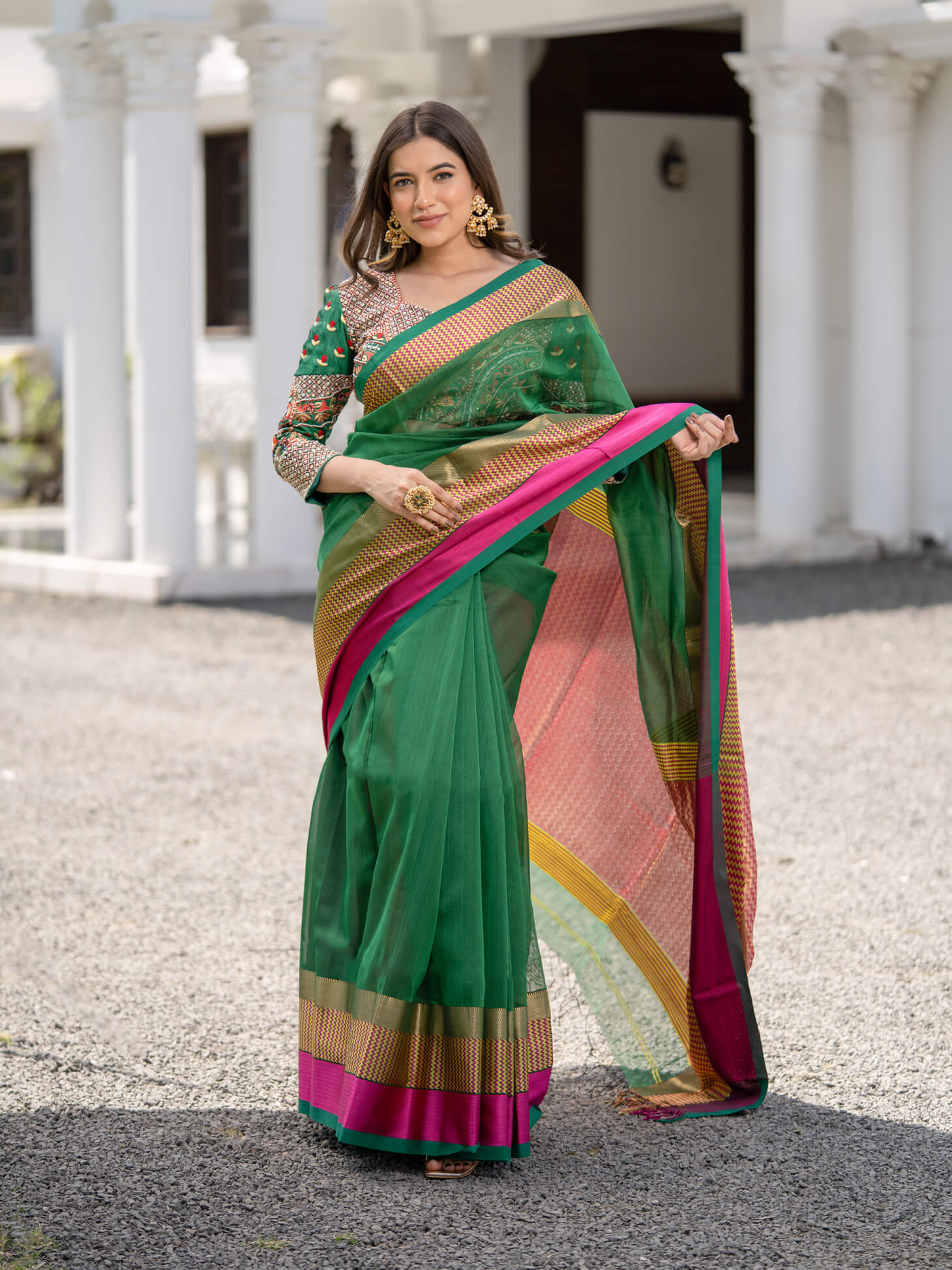 Maheshwari Saree Handloom Silk Saree -Morni- Maahishmati Sarees