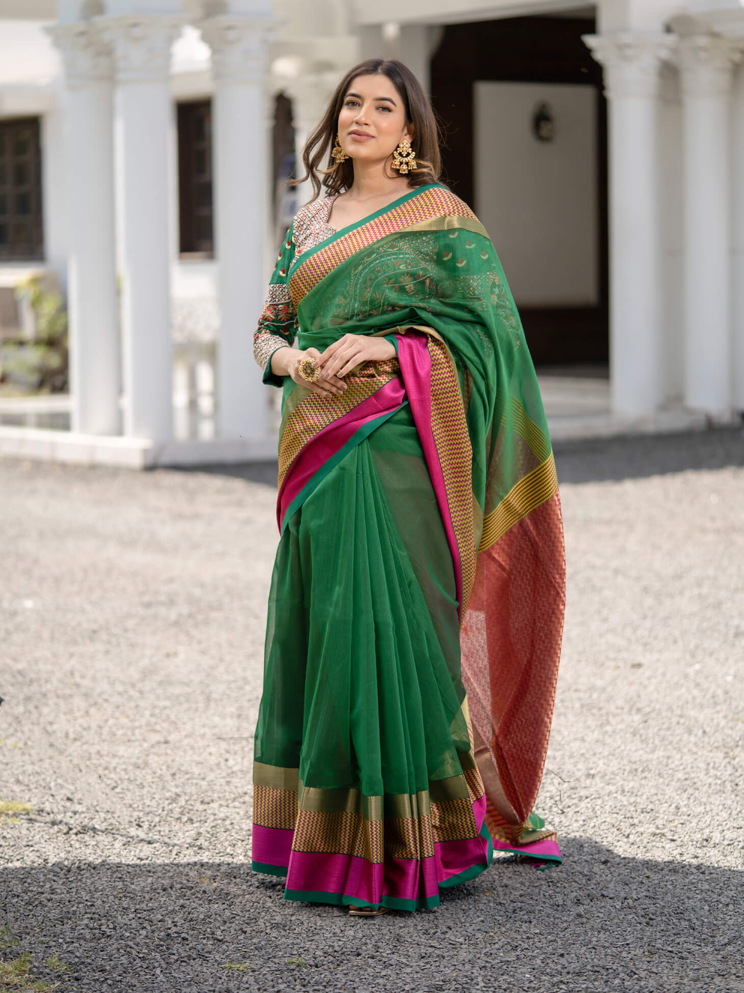 Maheshwari Saree Handloom Silk Saree -Morni- Maahishmati Sarees