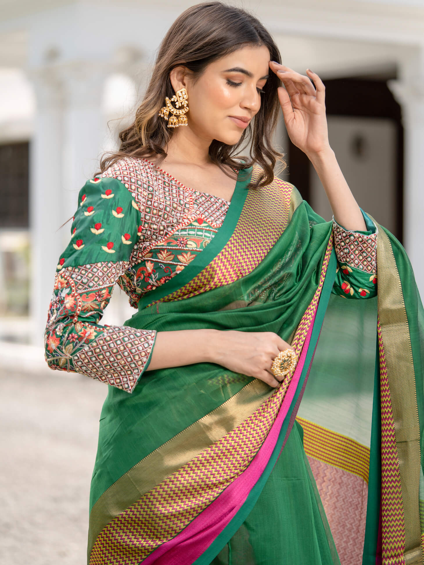 Maheshwari Saree Handloom Silk Saree -Morni- Maahishmati Sarees