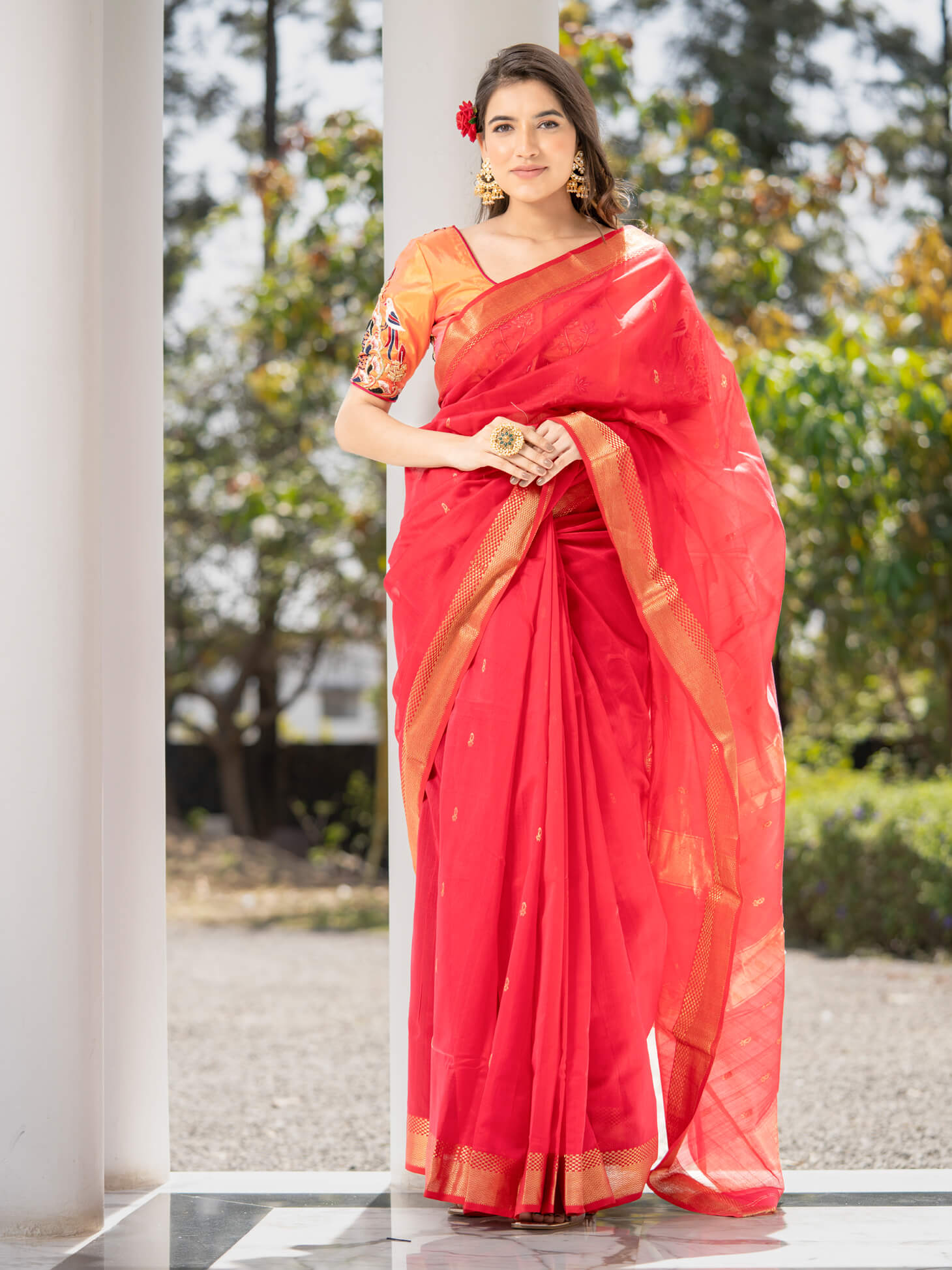 Maheshwari Saree Handloom Silk Saree -Ojaswi- Maahishmati Sarees