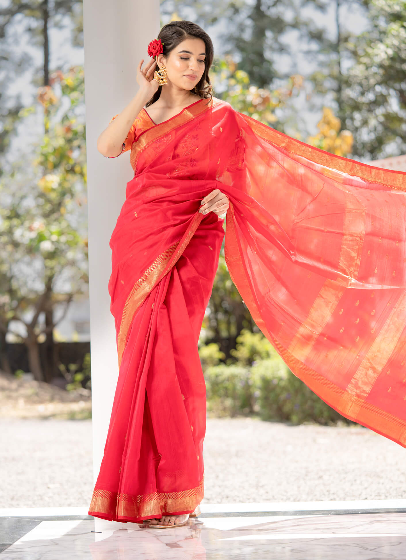 Maheshwari Saree Handloom Silk Saree -Ojaswi- Maahishmati Sarees