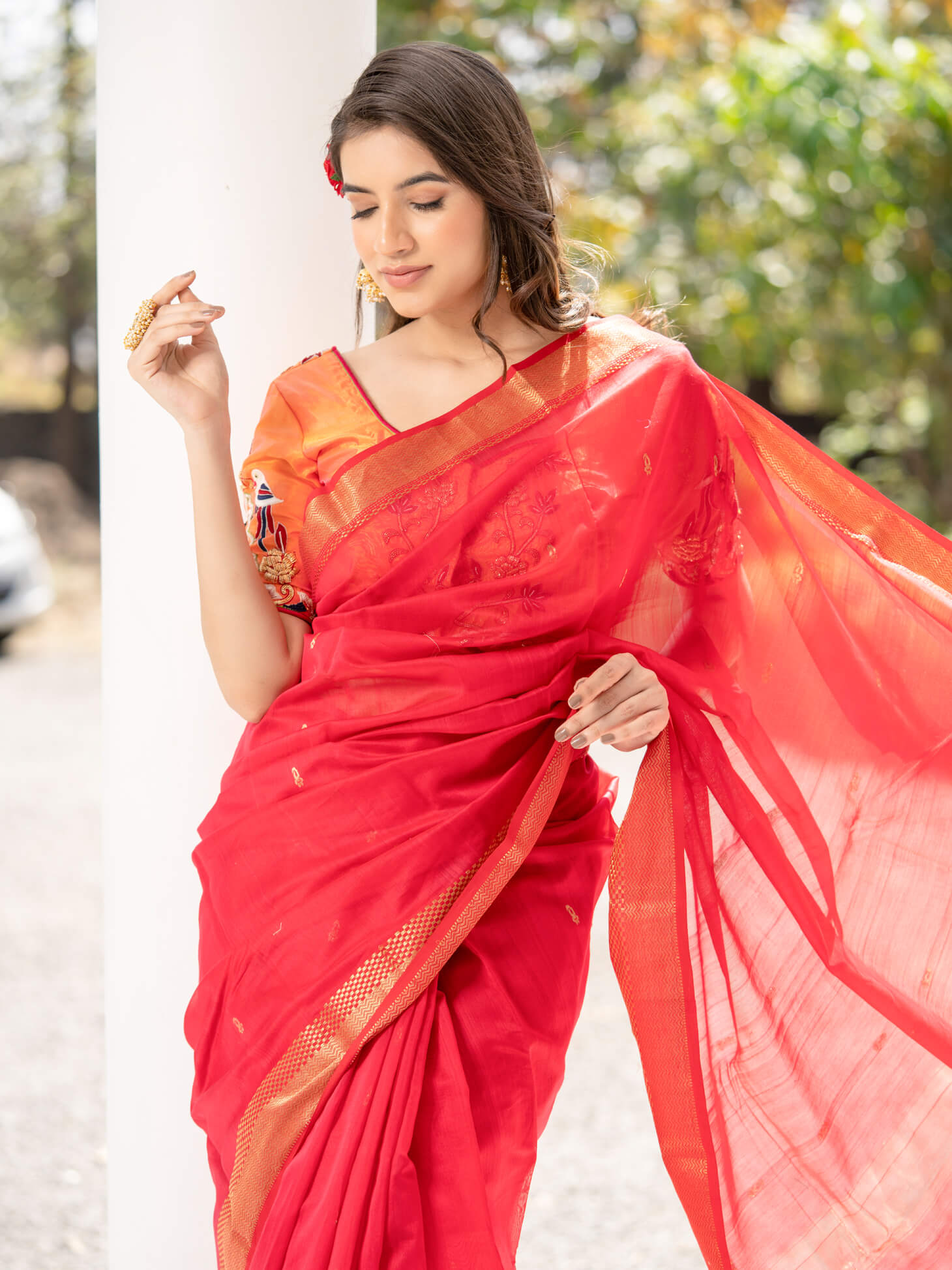 Maheshwari Saree Handloom Silk Saree -Ojaswi- Maahishmati Sarees