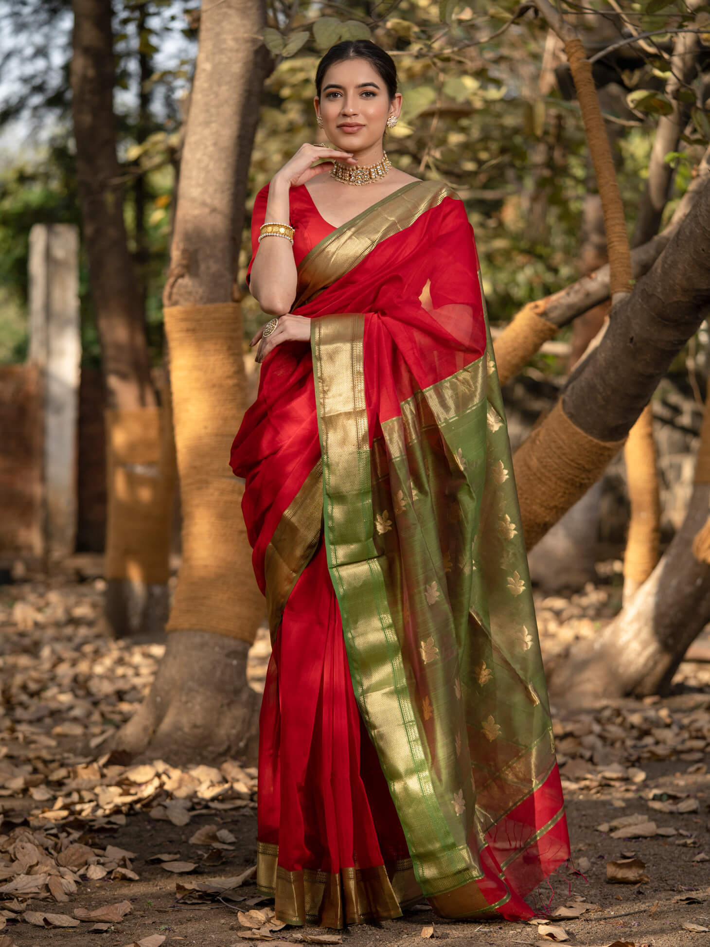 Maheshwari Saree Handloom Silk Saree -Vijaya- Maahishmati Sarees