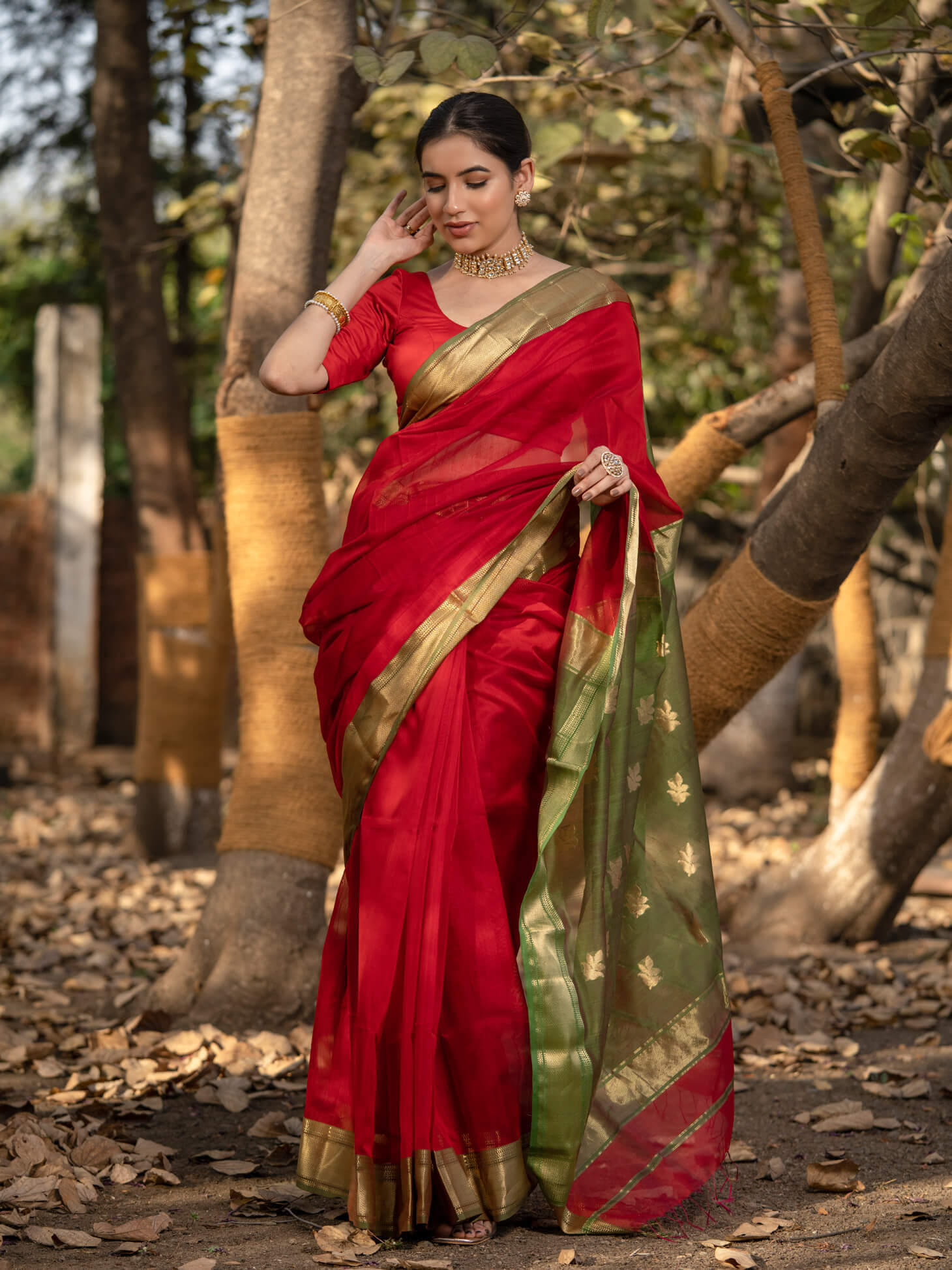 Maheshwari Saree Handloom Silk Saree -Vijaya- Maahishmati Sarees