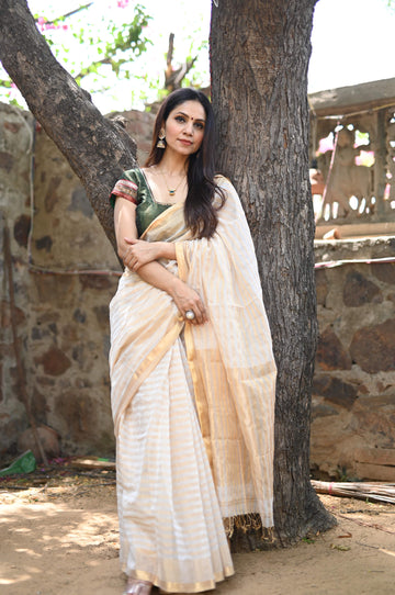 Deepika - Maheshwari Handloom Silk by Cotton Saree