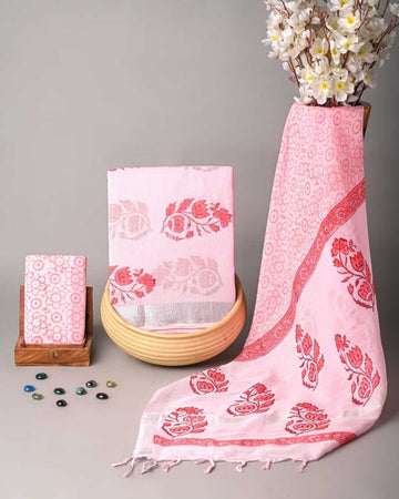 Suchi - Bagru Hand Block Printed Linen & Cotton 3 Piece Suit Material